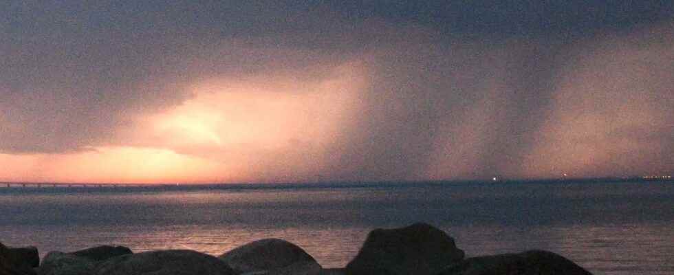 Heavy rain moves in over the mountains