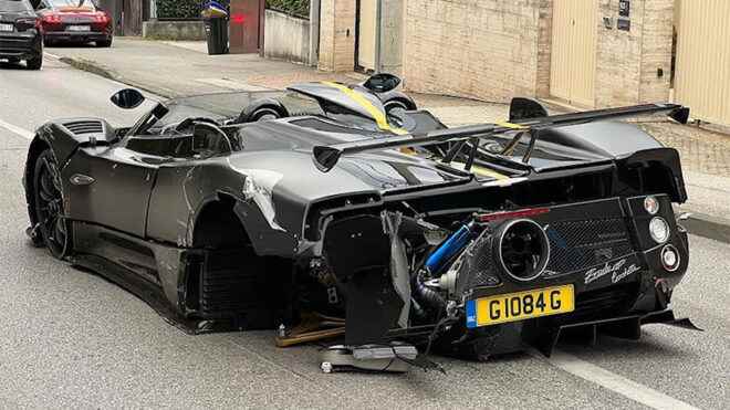 17 million Pagani Zonda HP Barchetta crashes into Ford Fiesta