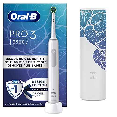 ORAL-B PRO 3500 WHITE +TRAVEL CASE FLORA BLUE