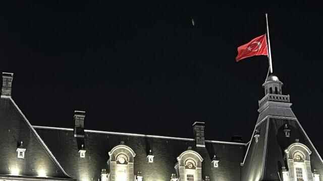 Support from the Netherlands with Turkish flag They hung it