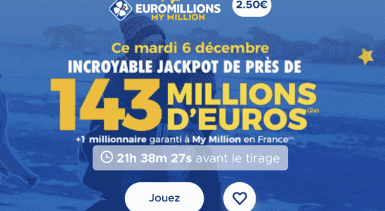 the draw for Tuesday December 6 2022 143 million euros