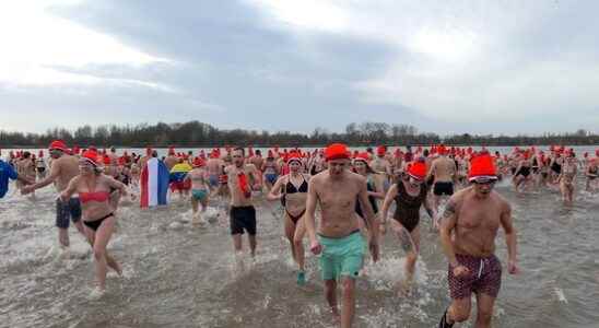 Nice and refreshing to run into the water with hundreds