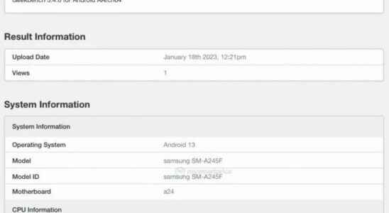 Samsung Galaxy A24 featured on Geekbench