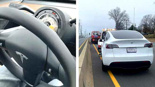 Steering wheel of a Tesla Model Y came off while