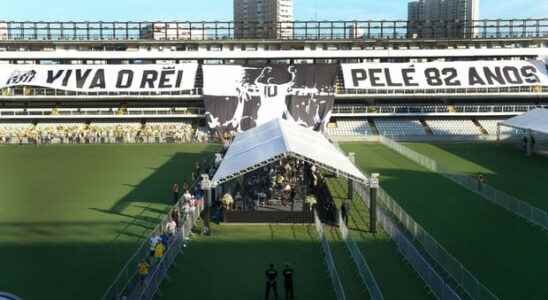 The remains displayed at the stadium