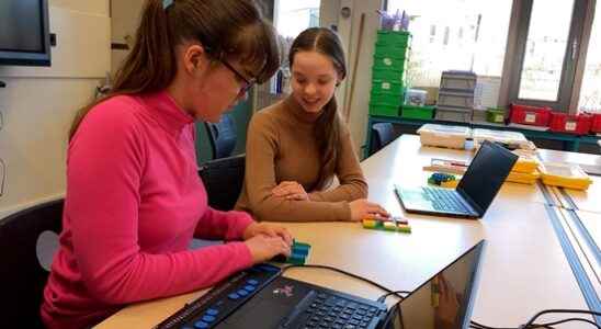 Biology lesson with Lego Braille Bricks Feel with the blocks