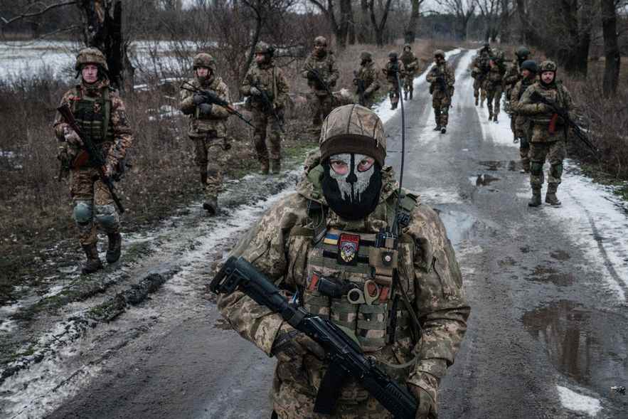 Ukrainian soldiers on the front line in the Donetsk region of Ukraine, February 4, 2023