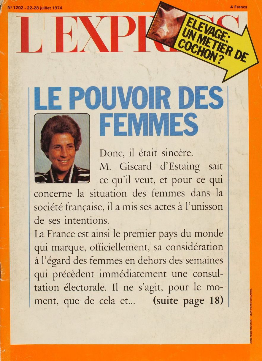 3446 Couv L'Express July 22, 1974. Françoise Giroud