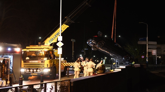 Car ends up in the water at Stationsweg Woerden driver