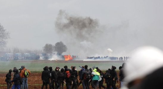 Clashes between anti basin demonstrators and police in Sainte Soline