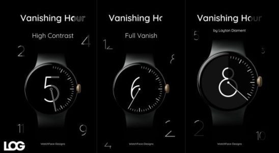 Stylish watch interface for Wear OS smartwatches Vanishing Hour