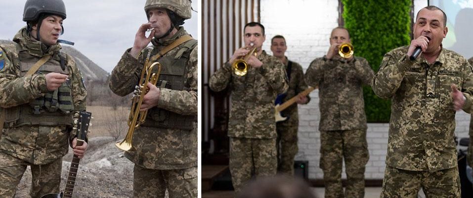 The orchestra plays at the front in Ukraine Abba in