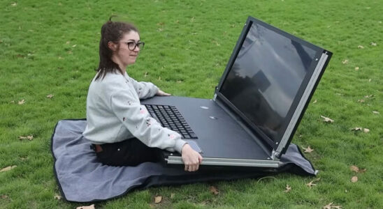 Two YouTubers built a giant laptop with a 43 inch screen