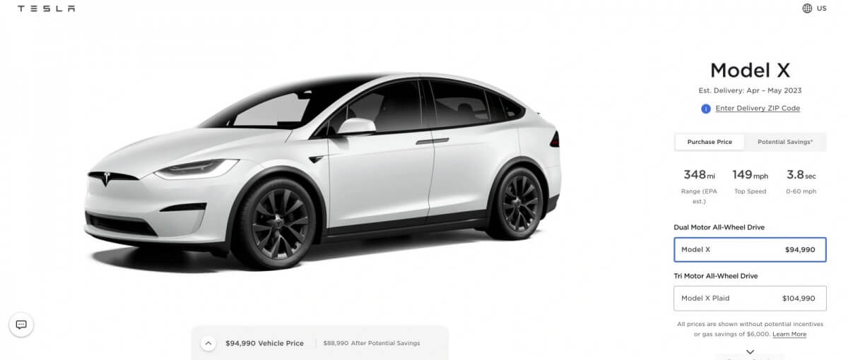 tesla price cut model x