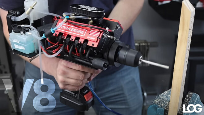 A YouTuber built a powerful drill with a mini V8