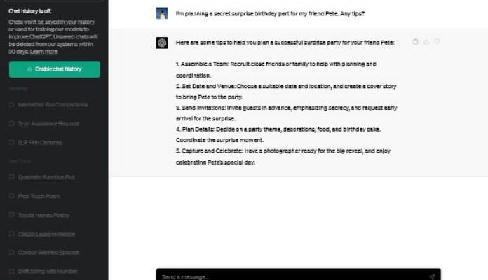 ChatGPT now lets you turn off chat history