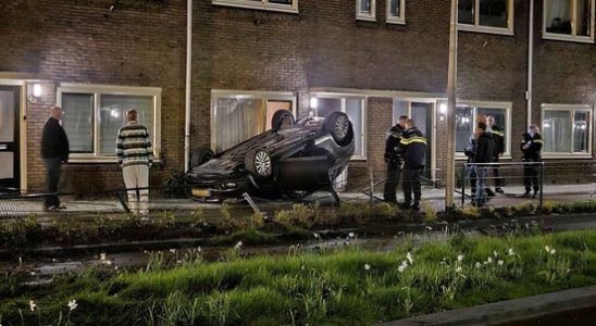 Drunk driver flips over and ends up against a house