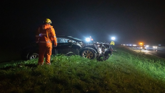 Man flees from police runs onto highway and climbs noise