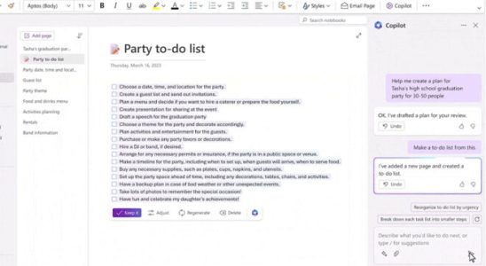 Microsoft Copilot is also integrated into OneNote