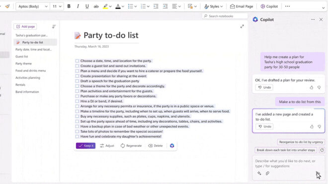 Microsoft Copilot is also integrated into OneNote