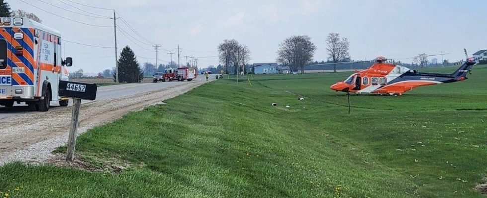 Motorcyclist flown to hospital after crash with vehicle near St