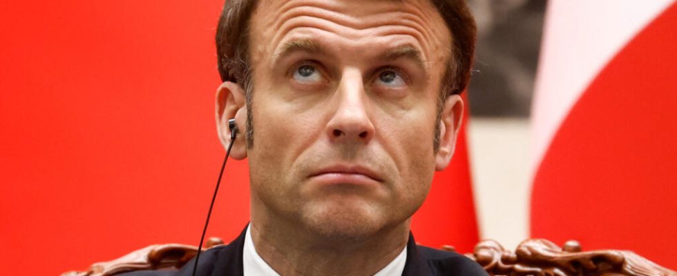 On the front page where is Emmanuel Macron going