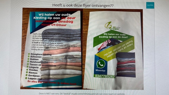 Scammers pretend to be Clothing Bank Utrecht Already had a