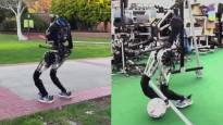 The university developed a human sized robot that plays soccer and