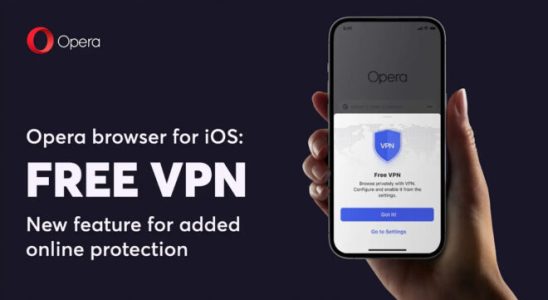 Using the free VPN brought to the Opera browser for