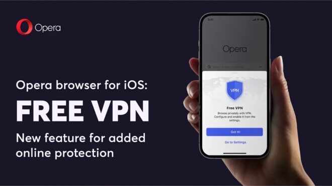 Using the free VPN brought to the Opera browser for