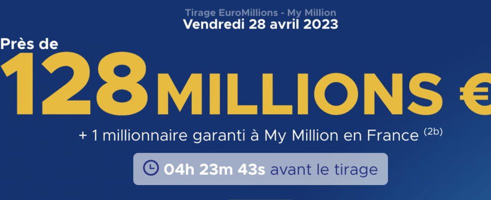 the draw for Friday April 28 2023 128 million euros