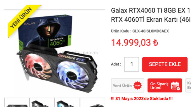 First Turkiye price for Nvidia GeForce RTX 4060 Ti 8