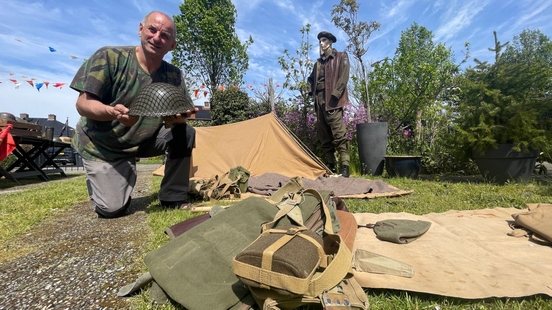 Jos builds a Canadian encampment in the front yard Thats