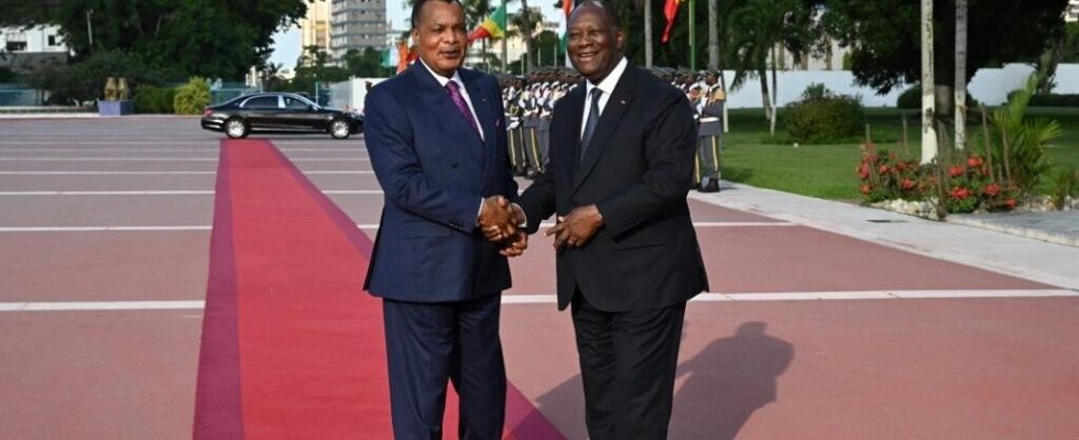 Congolese President Denis Sassou Nguesso on a state visit to Cote