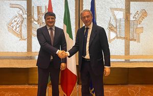 Italy Tajikistan Urso meets industry minister Sherali Kabir