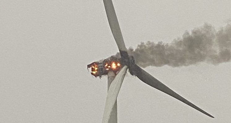 Lightning strike likely caused wind turbine fire company