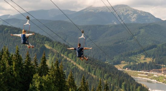 Take off on a giant zip line