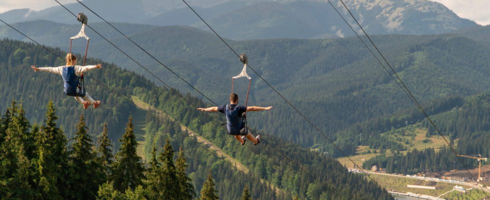 Take off on a giant zip line