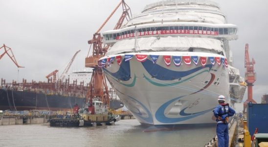 Undocking of the Adora Magic City the first cruise liner