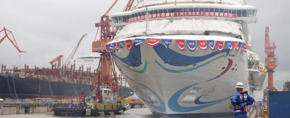 Undocking of the Adora Magic City the first cruise liner