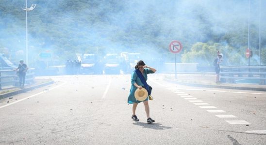 scuffles with protesters opposed to the rail project