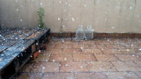 Giant hail turned the streets of a Spanish city white