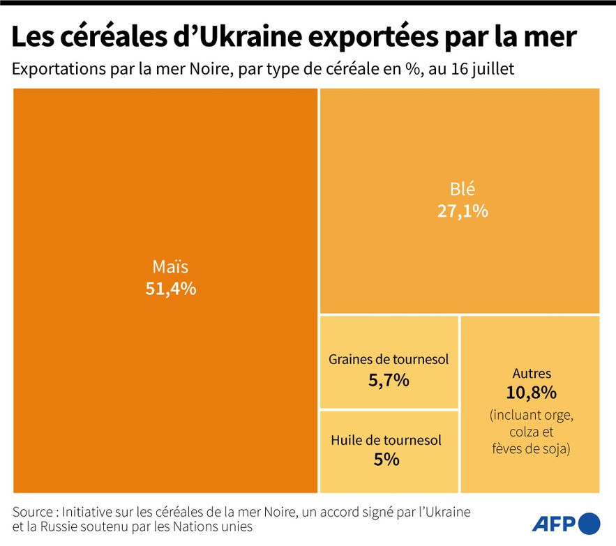 Grains from Ukraine exported by sea