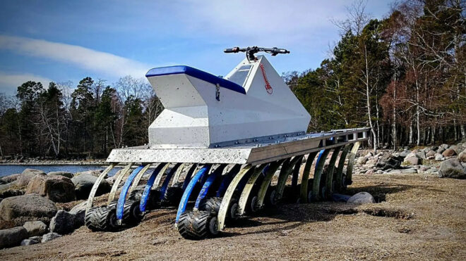 Weird but effective electric ATV with 18 wheel drive Video