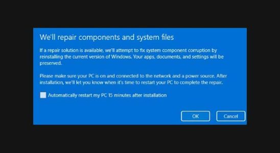 Windows 11 in place repair feature introduced