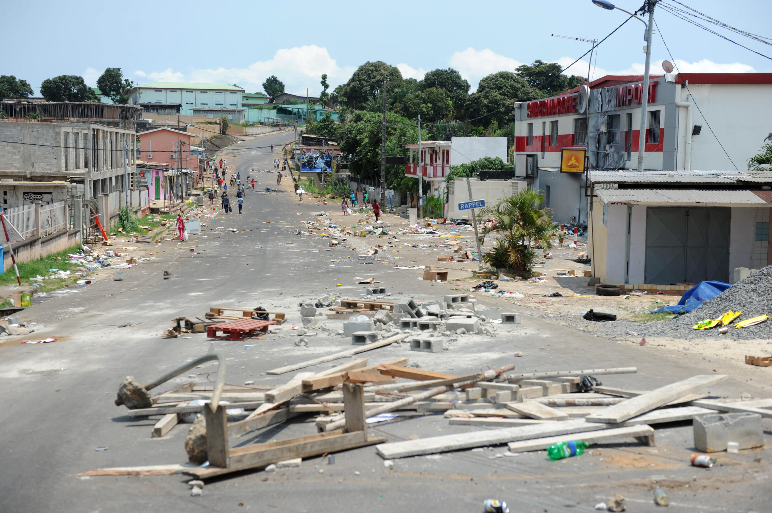 Barricades in a street after an election protest in Libreville, Gabon, September 1, 2016.