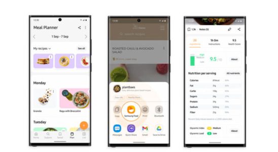 Application that offers recipes Samsung Food