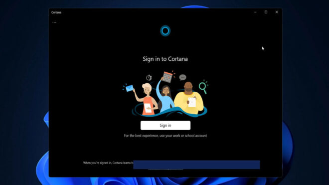 Cortana app for Windows 11 turned off