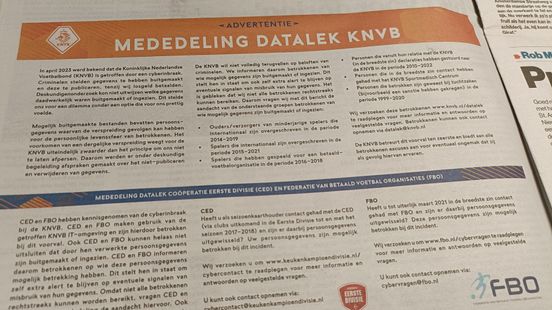 KNVB pays ransom to hackers not to publish data