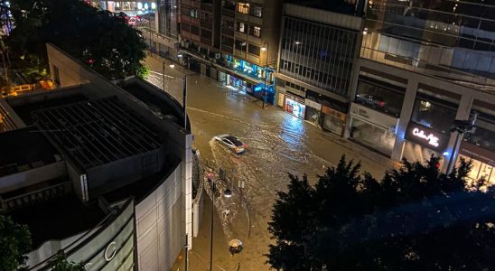 Submerged streets closed stock market Hong Kong hit by historic